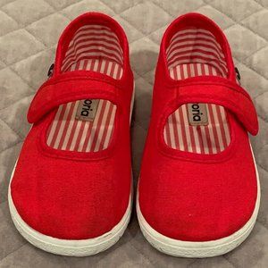 Red Canvas Mary Janes